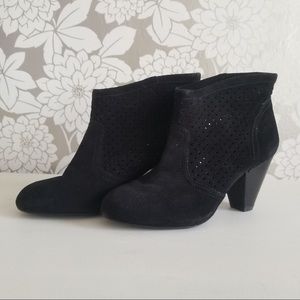 Jessica Simpson Black Suede Cutout Ankle Boots
